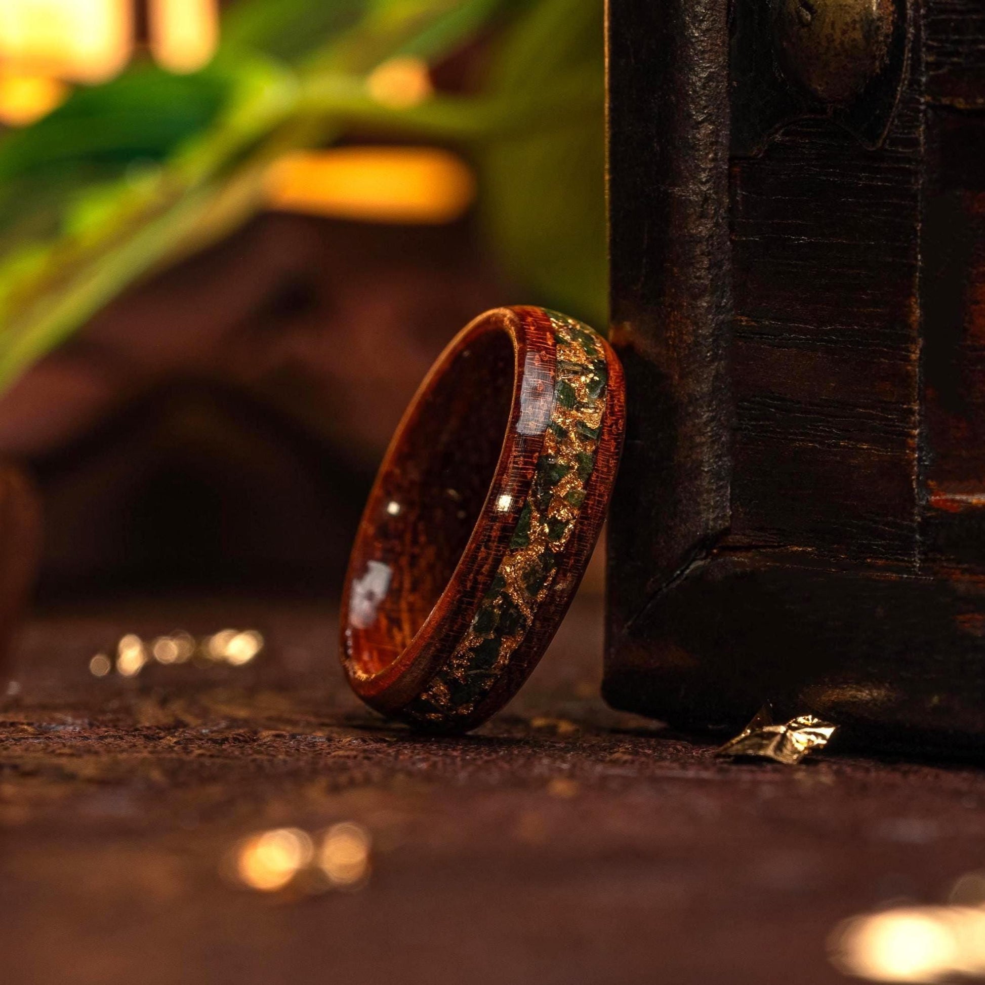 Gilded Garden | Rosewood, Moss Agate, 22K Rose Gold Leaf