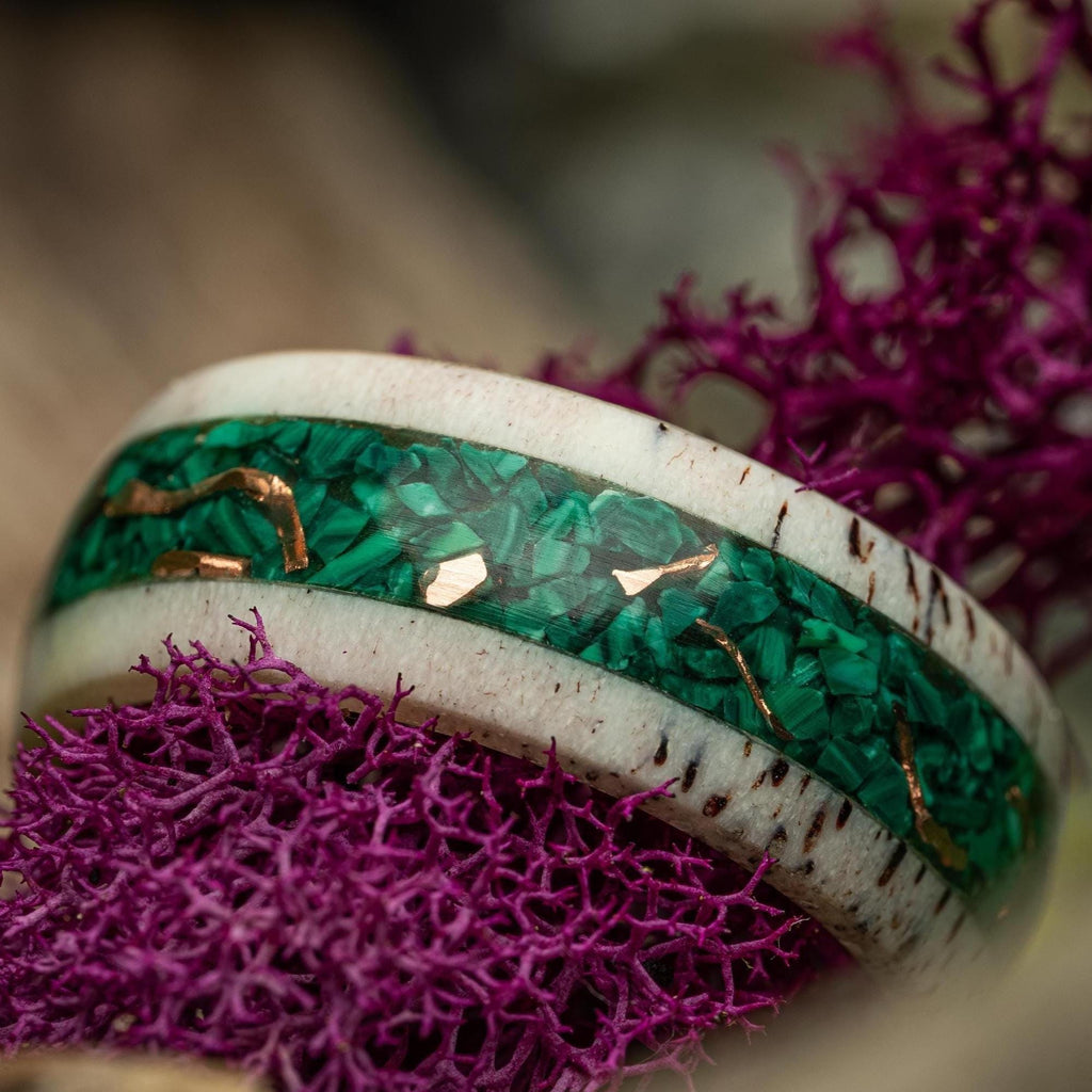 Elysian Elk | Malachite, Copper, Antler Band