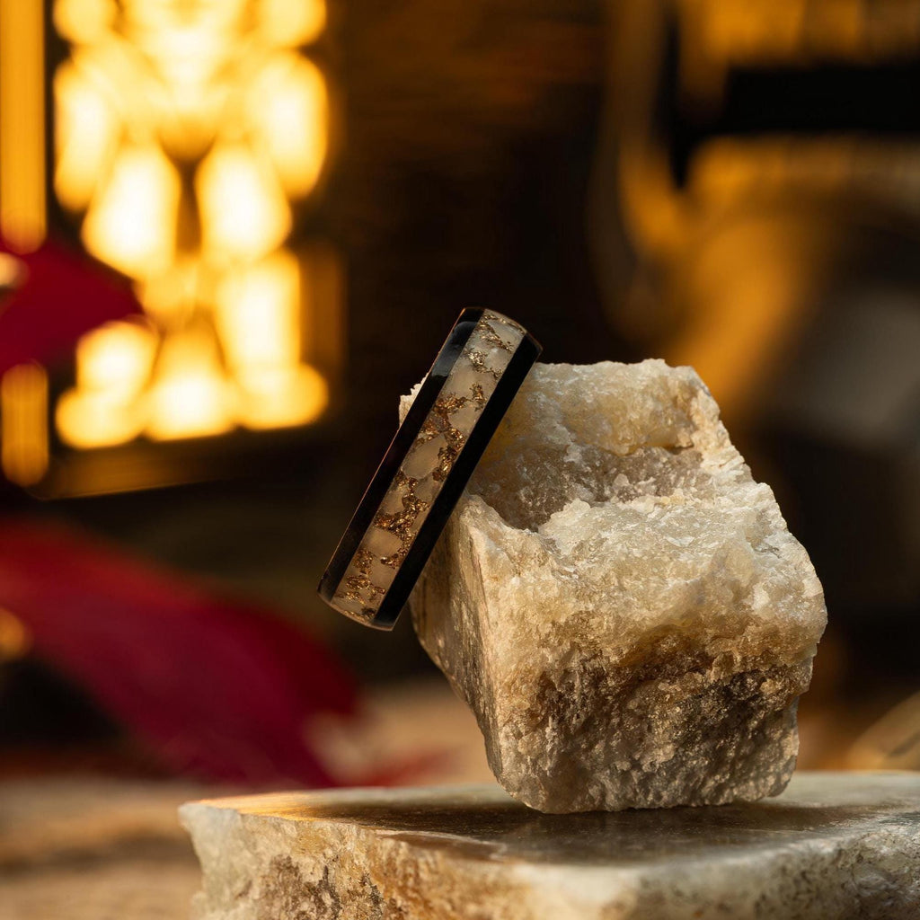 Sakai | White Jade, 22K Moon Gold Leaf, Ebony Wood \ Black Ceramic Band