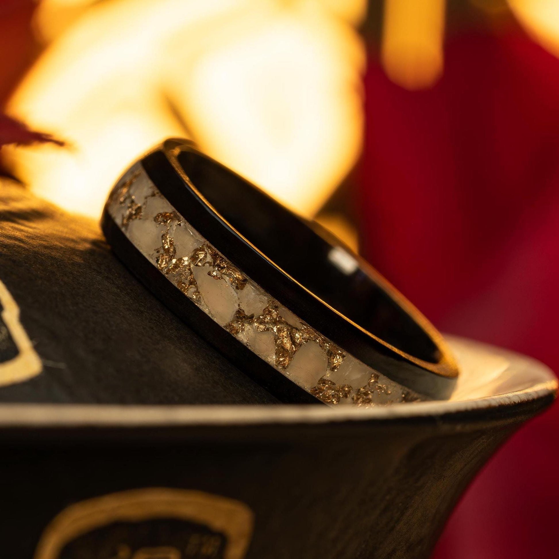 Sakai | White Jade, 22K Moon Gold Leaf, Ebony Wood \ Black Ceramic Band