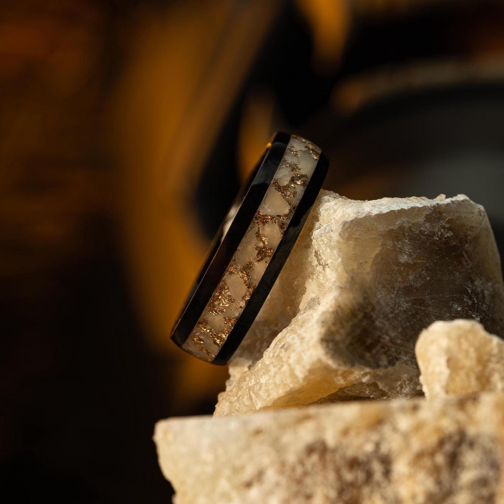 Sakai | White Jade, 22K Moon Gold Leaf, Ebony Wood \ Black Ceramic Band