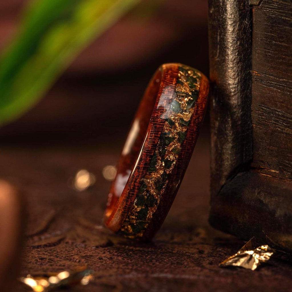 Gilded Garden | Rosewood, Moss Agate, 22K Rose Gold Leaf
