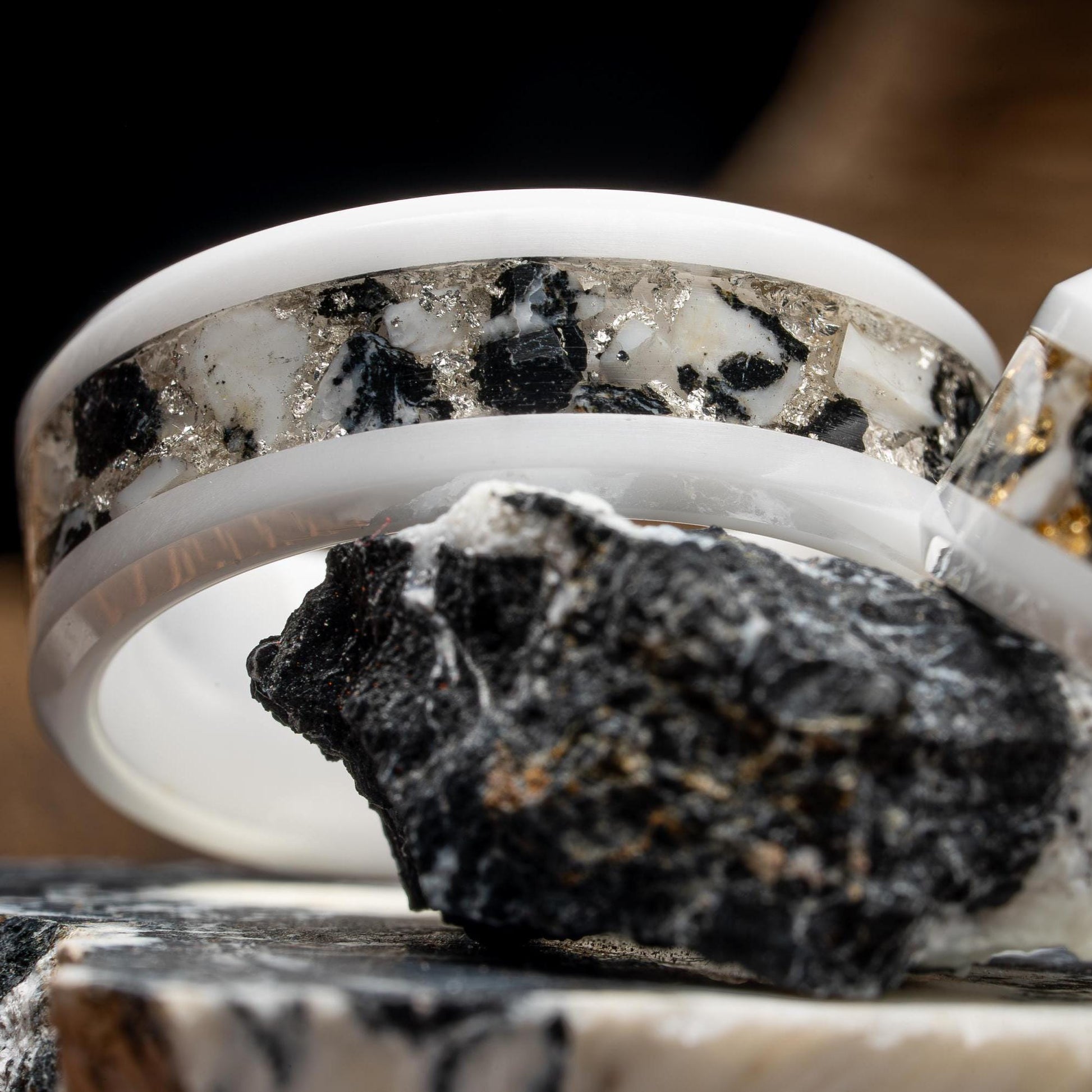 The White Buffalo | White Buffalo Turquoise with Gold Leaf/Silver Leaf Inlay Band